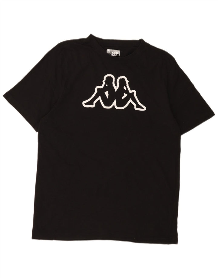 KAPPA Mens Graphic T-Shirt Top Large Black Cotton