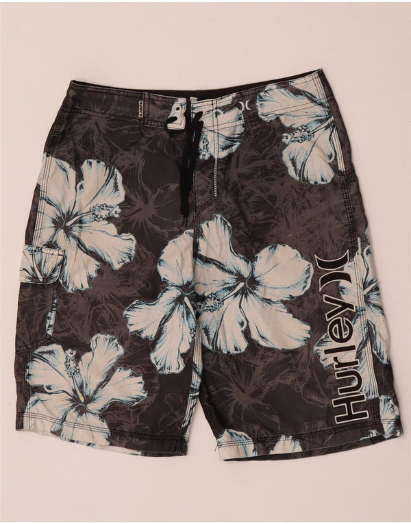 Hurley Mens Graphic Swimming Shorts Medium  Grey Floral Polyester