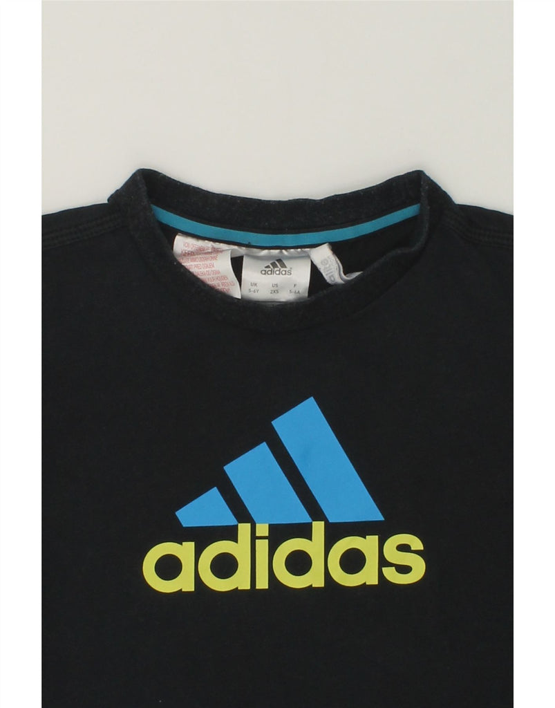 ADIDAS Boys Climalite Graphic T-Shirt Top 5-6 Years Black Cotton | Vintage Adidas | Thrift | Second-Hand Adidas | Used Clothing | Messina Hembry 