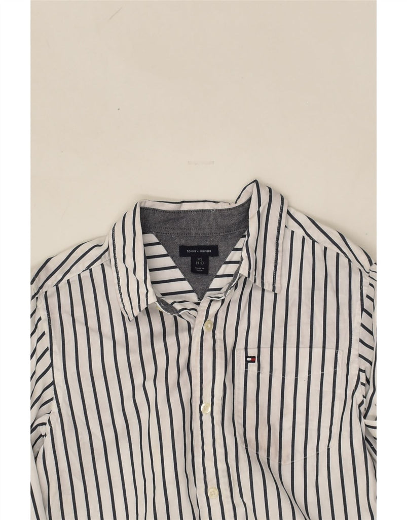 TOMMY HILFIGER Boys Shirt 4-5 Years XS White Striped Cotton | Vintage Tommy Hilfiger | Thrift | Second-Hand Tommy Hilfiger | Used Clothing | Messina Hembry 