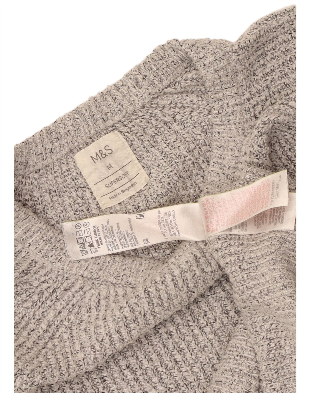Marks & Spencer Mens Boat Neck Jumper Sweater Medium Grey Flecked Polyamide