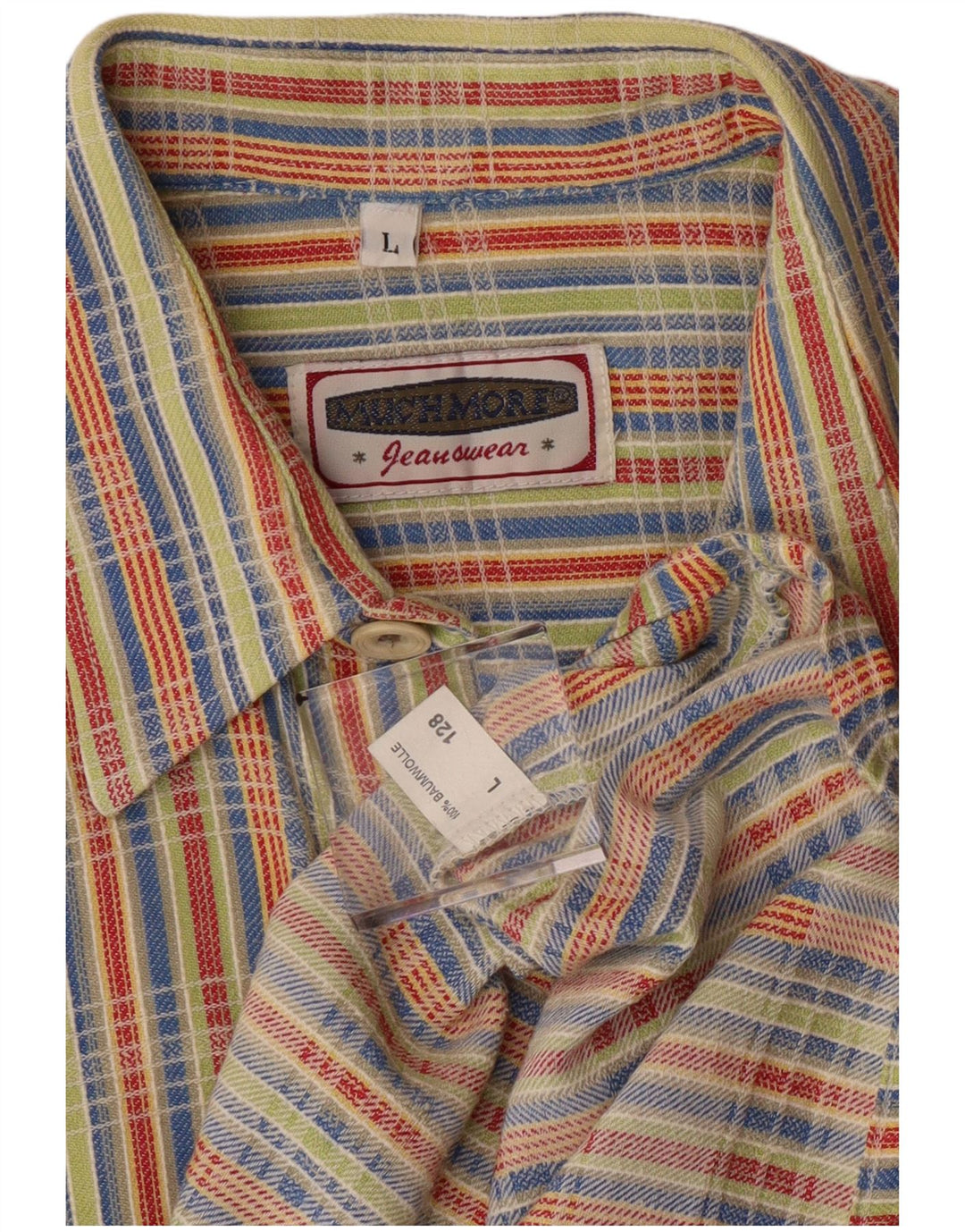 MUCH MORE Mens Short Sleeve Shirt Large Multicoloured Check Cotton