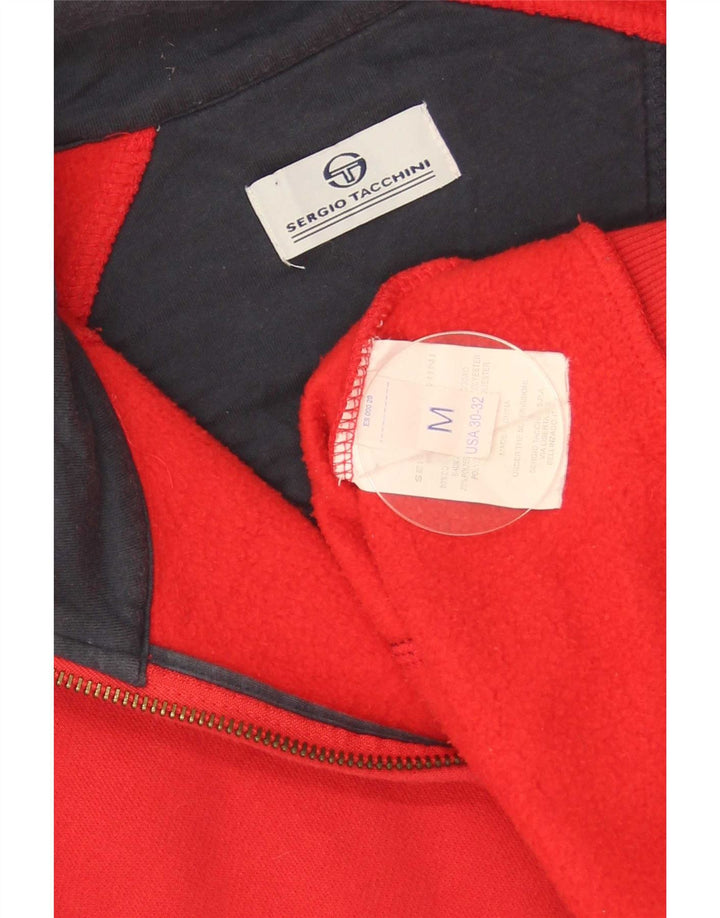 Sergio Tacchini Womens Tracksuit Top Jacket UK 14 Medium Red Cotton