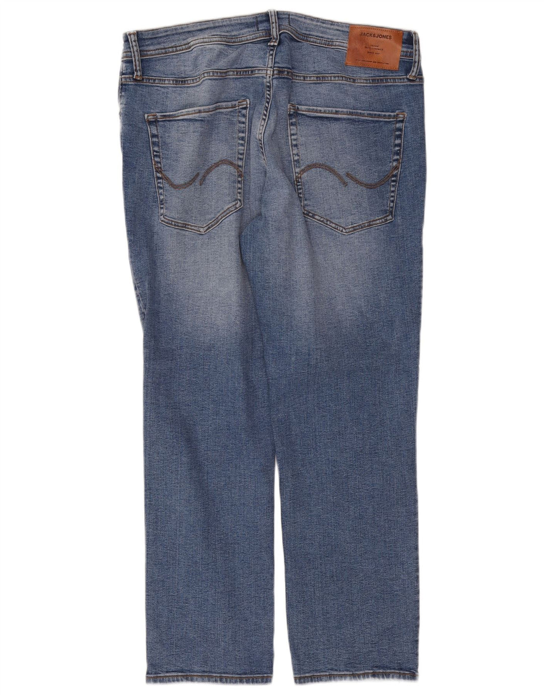 Jack & Jones Mens Tim Straight Jeans W36 L30 Blue Cotton