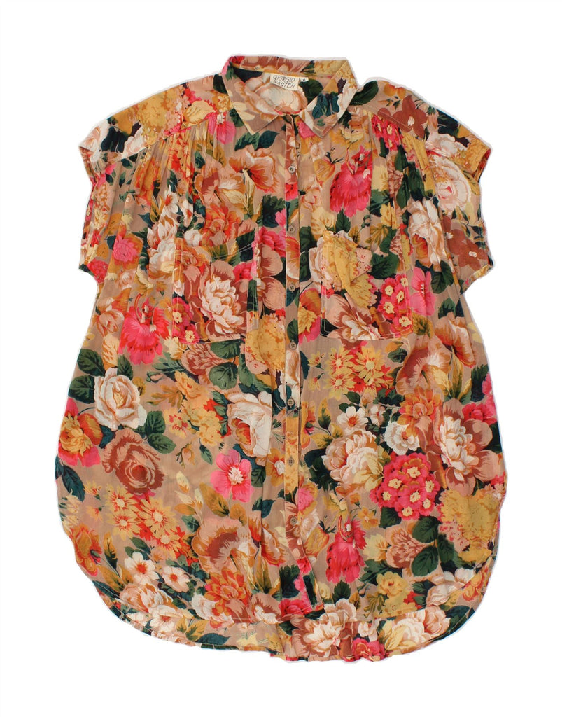 VINTAGE Womens Oversized Sleeveless Shirt UK 14 Medium Brown Floral | Vintage Vintage | Thrift | Second-Hand Vintage | Used Clothing | Messina Hembry 