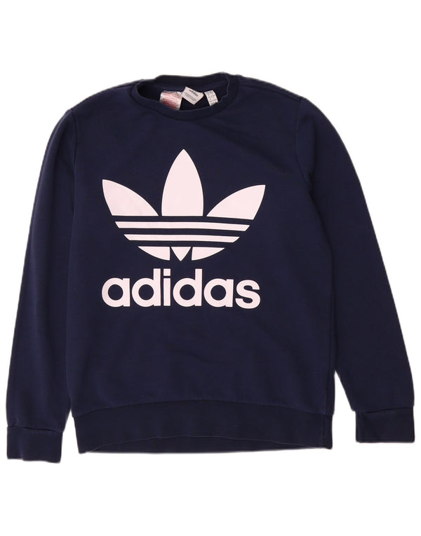Adidas Boys Sweatshirt Jumper 13-14 Years Navy Blue Cotton