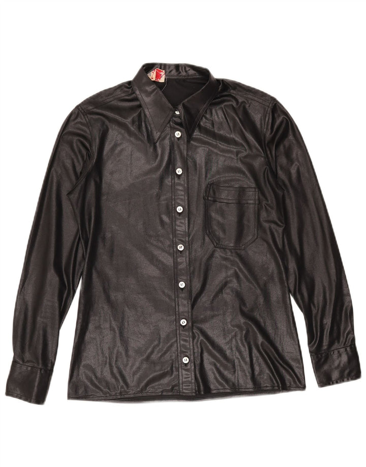 Fascino Womens Leather Shirt IT 46 Large Black
