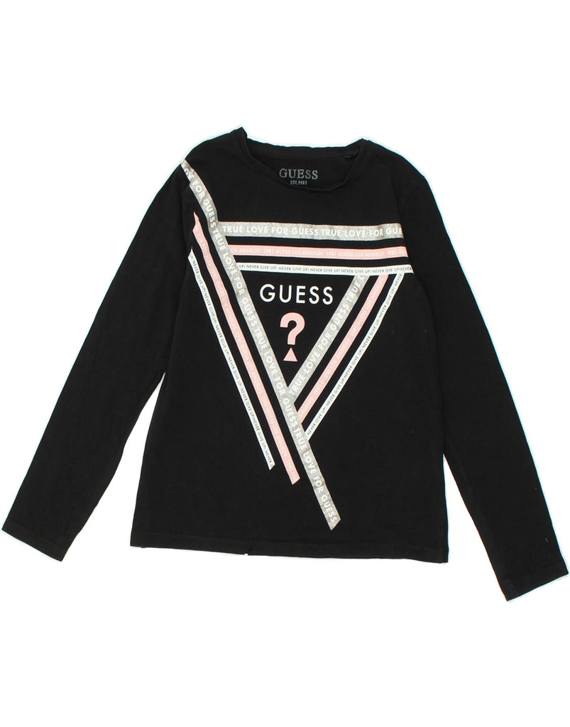 GUESS Girls Graphic Top Long Sleeve 9-10 Years Black Cotton | Vintage Guess | Thrift | Second-Hand Guess | Used Clothing | Messina Hembry 