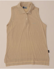 ASICS Womens Sleeveless Polo Shirt UK 12 Medium Beige Cotton