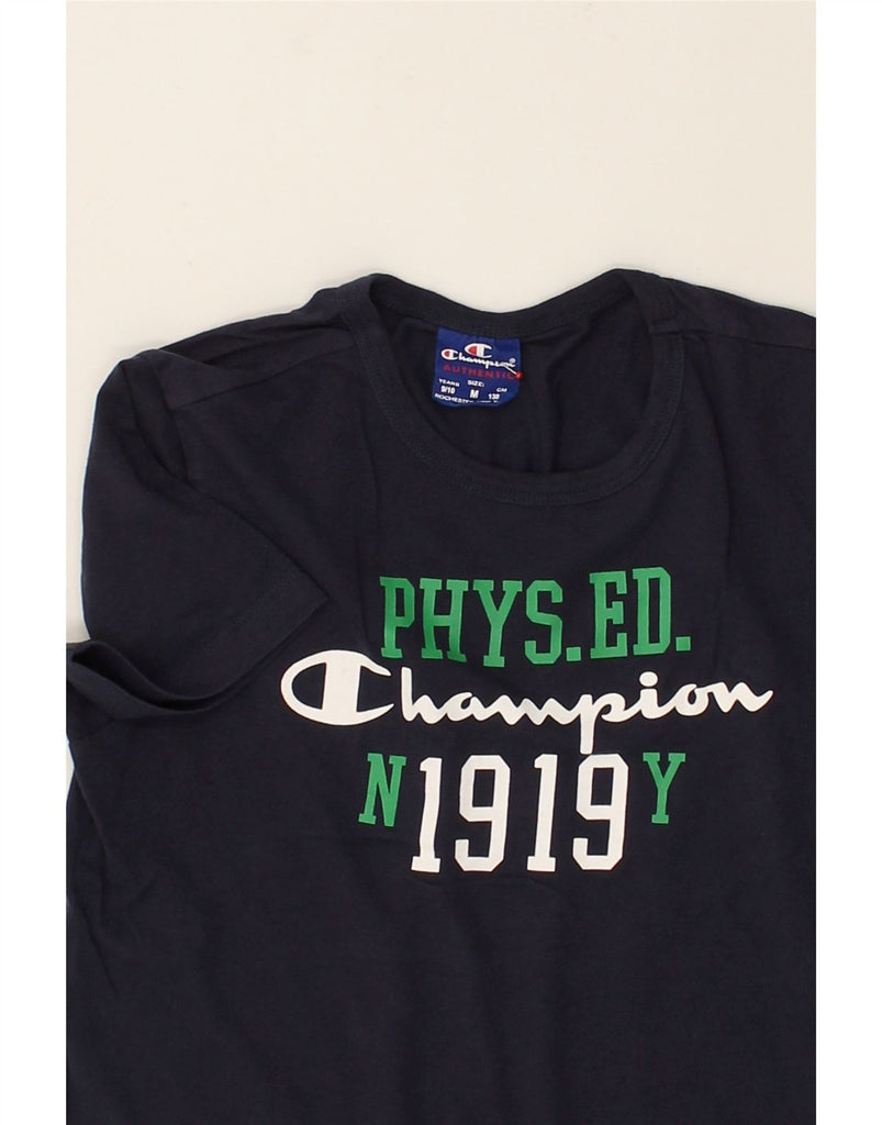CHAMPION Boys Graphic T-Shirt Top 9-10 Years Medium Navy Blue | Vintage Champion | Thrift | Second-Hand Champion | Used Clothing | Messina Hembry 