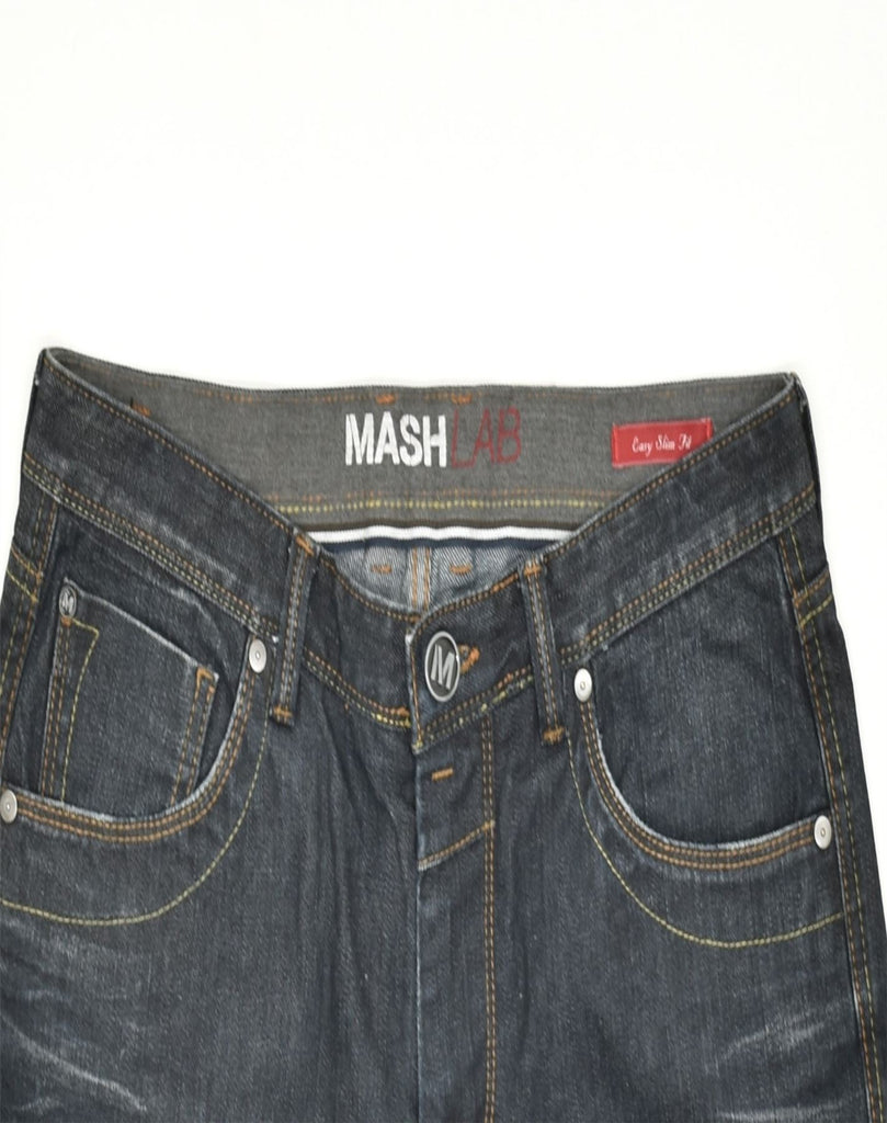 MASH Mens Slim Fit Jeans W33 L27 Navy Blue Cotton | Vintage | Thrift | Second-Hand | Used Clothing | Messina Hembry 