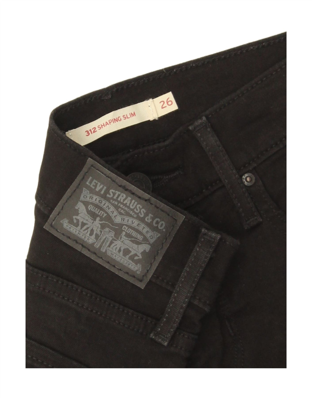 Levi's Womens 312 Shaping Slim Jeans W26 L30 Black Cotton