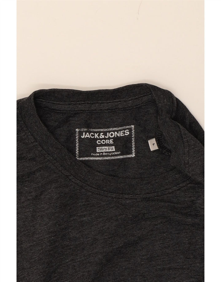 JACK & JONES Mens Slim Fit Graphic Top Long Sleeve Large Grey Cotton Vintage Jack & Jones and Second-Hand Jack & Jones from Messina Hembry 