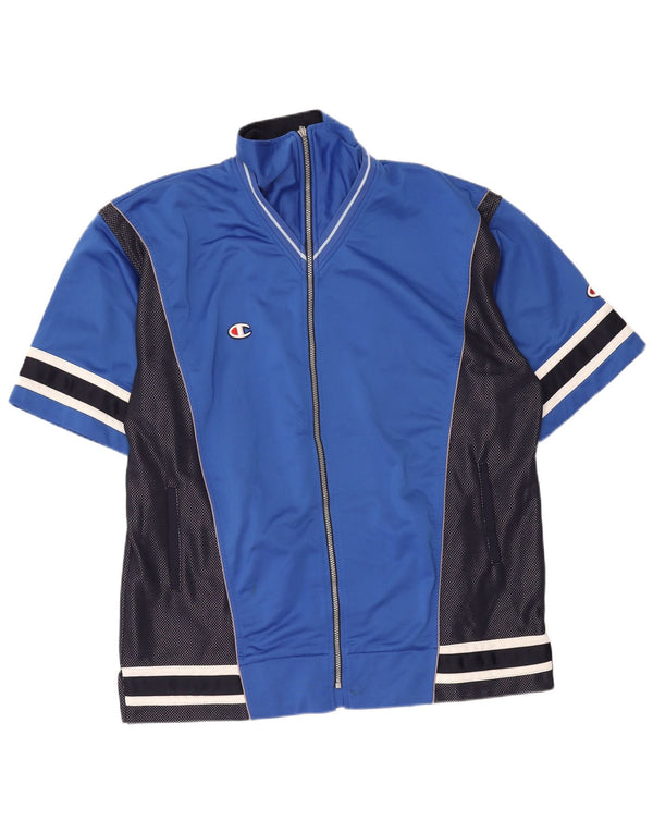 Champion Mens Graphic Short Sleeve Tracksuit Top Jacket XL Blue Colourblock
