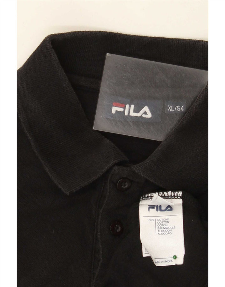 Fila Mens Polo Shirt IT 54 XL Black Cotton