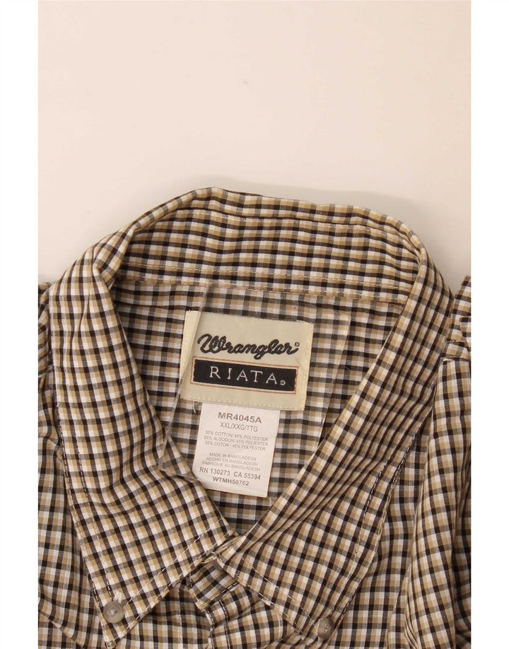 Wrangler Mens Riata Short Sleeve Shirt XL Grey Gingham Cotton