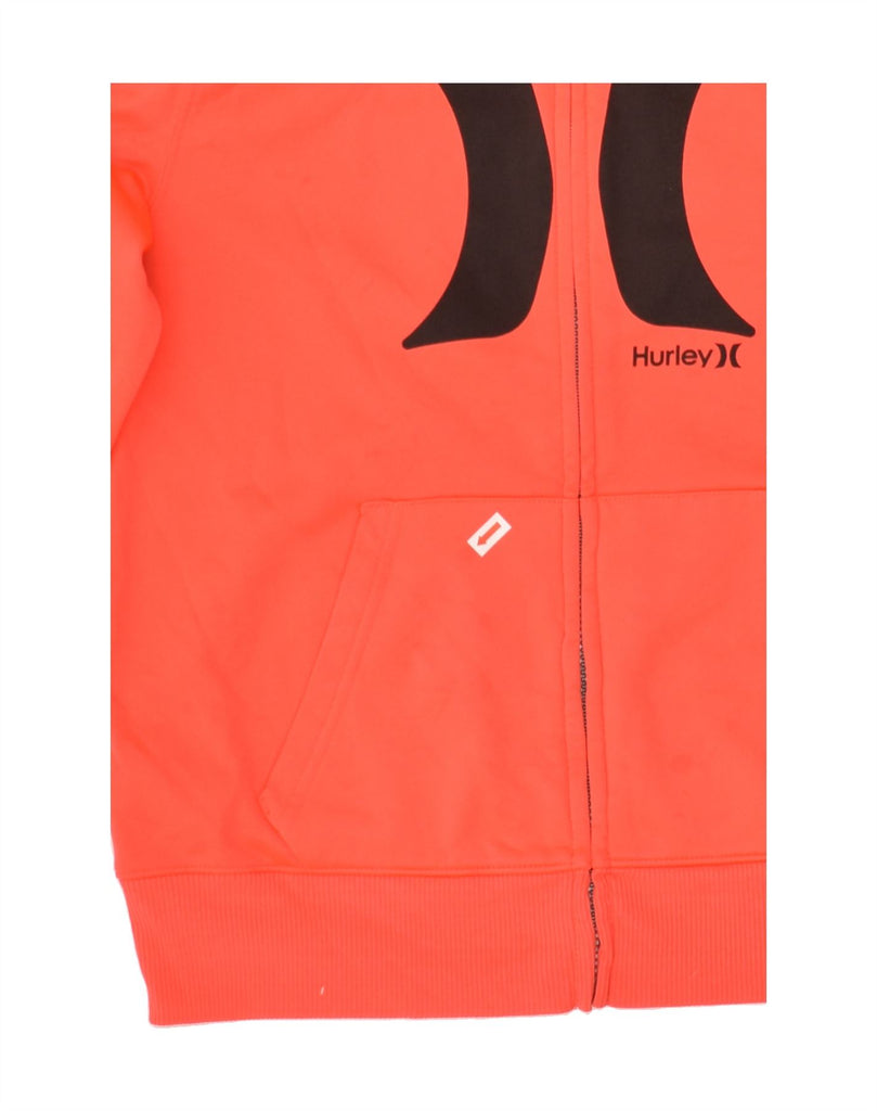 HURLEY Womens Graphic Zip Hoodie Sweater UK 14 Large Orange Polyester | Vintage Hurley | Thrift | Second-Hand Hurley | Used Clothing | Messina Hembry 