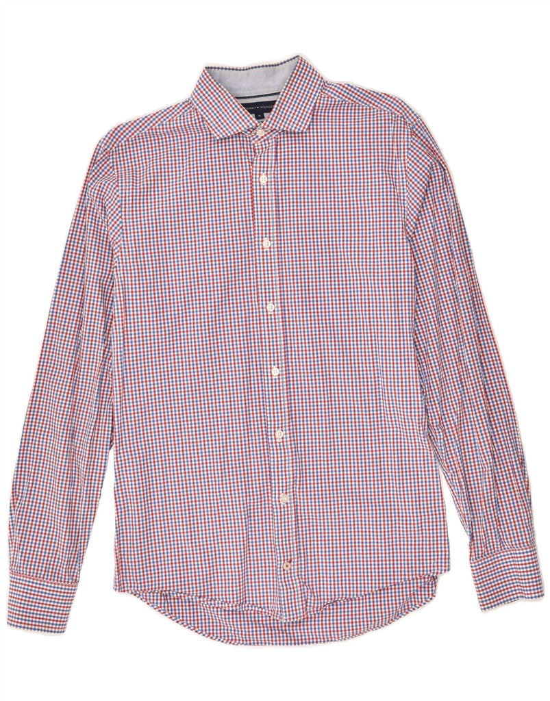 TOMMY HILFIGER Mens Slim Fit Shirt Medium Red Gingham Cotton | Vintage Tommy Hilfiger | Thrift | Second-Hand Tommy Hilfiger | Used Clothing | Messina Hembry 