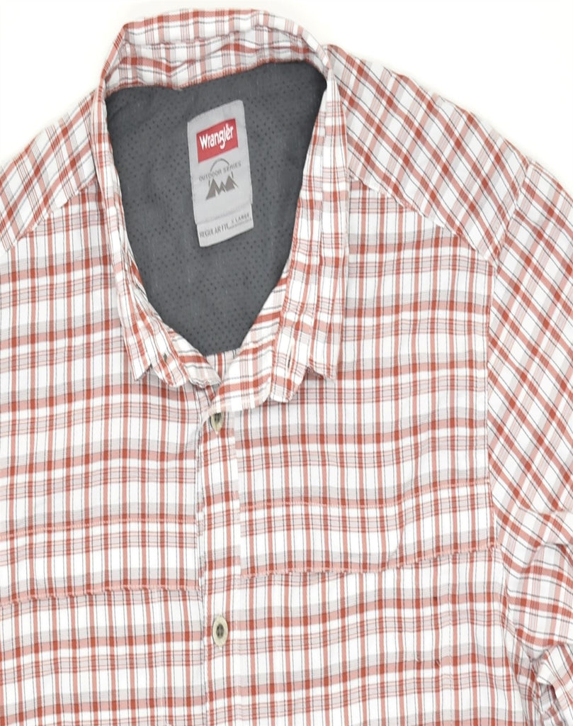 WRANGLER Mens Regular Fit Shirt XL Red Check Polyester | Vintage | Thrift | Second-Hand | Used Clothing | Messina Hembry 