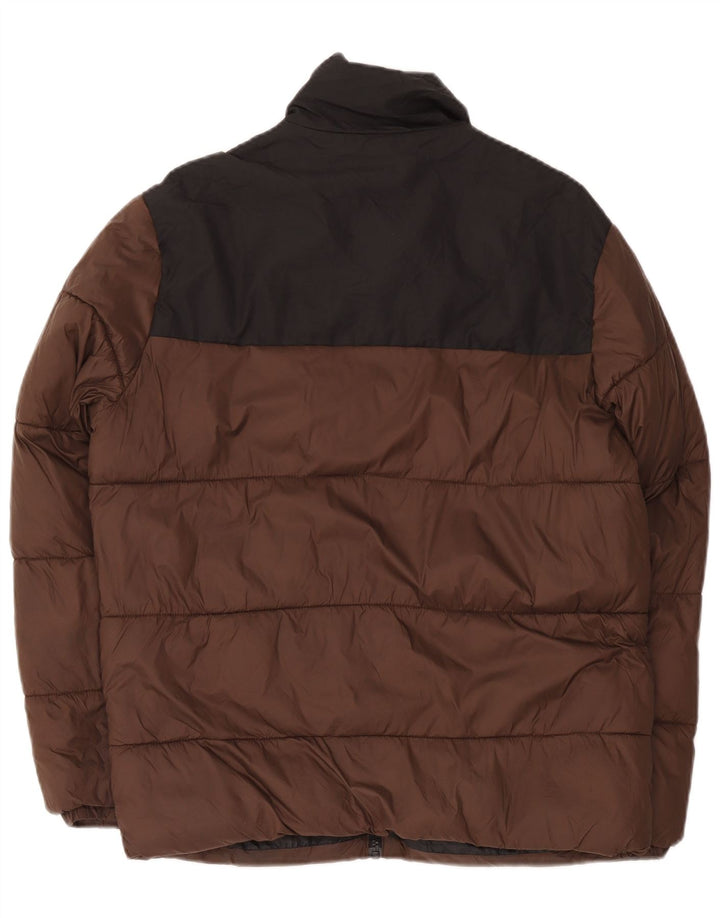 Jack & Jones Mens Padded Jacket UK 36 Small Brown Colourblock