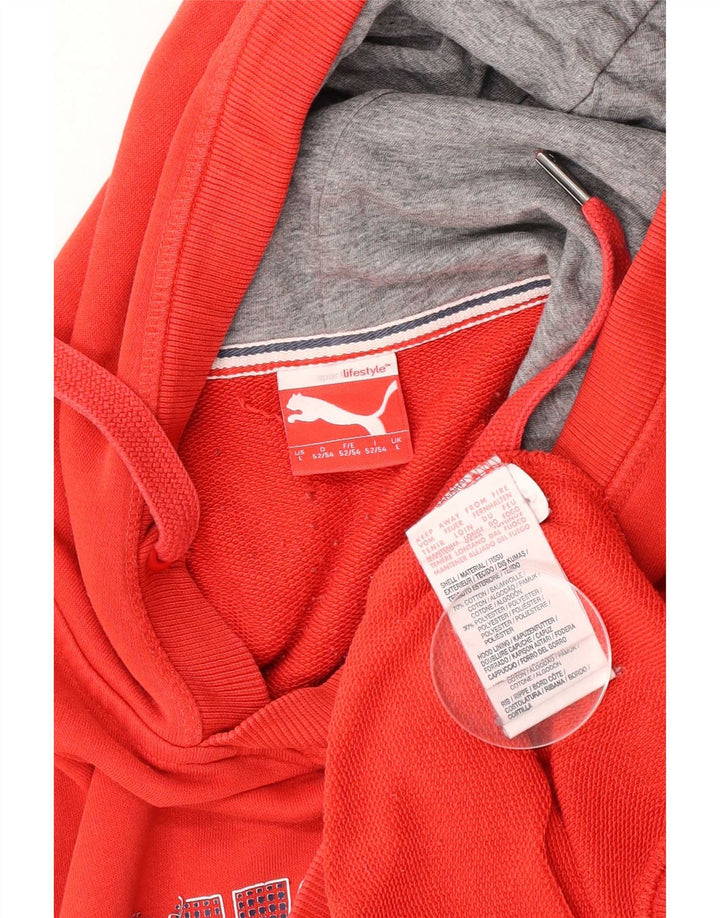 Puma Mens Graphic Hoodie Jumper Large Red Cotton