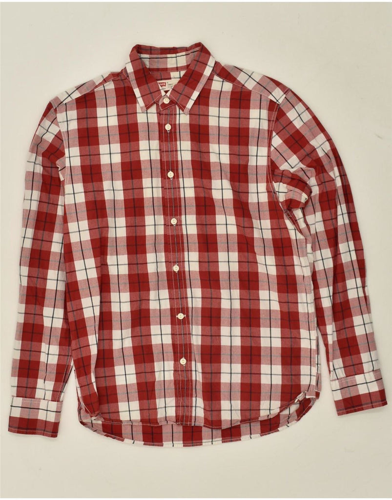 LEVI'S Mens Standard Fit Shirt Medium Red Check Cotton Vintage Levi's and Second-Hand Levi's from Messina Hembry 