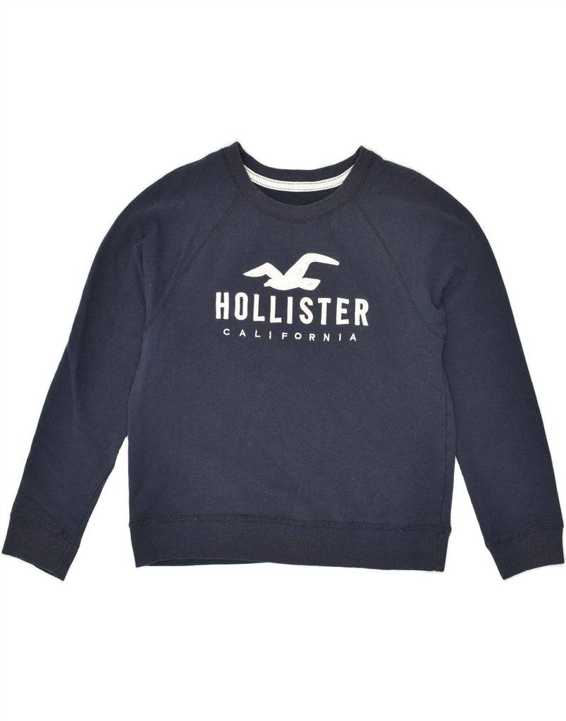 HOLLISTER Womens Graphic Sweatshirt Jumper UK 10 Small Navy Blue Cotton | Vintage Hollister | Thrift | Second-Hand Hollister | Used Clothing | Messina Hembry 