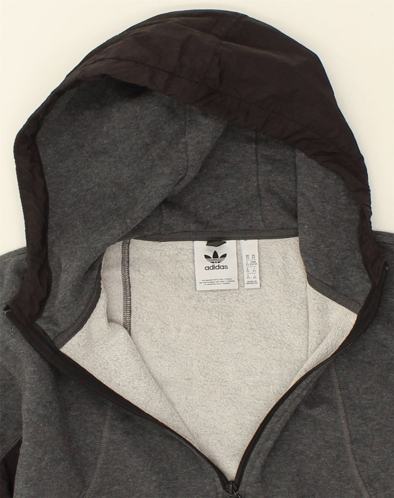 ADIDAS Mens Zip Neck Hoodie Jumper XS Grey Cotton | Vintage Adidas | Thrift | Second-Hand Adidas | Used Clothing | Messina Hembry 