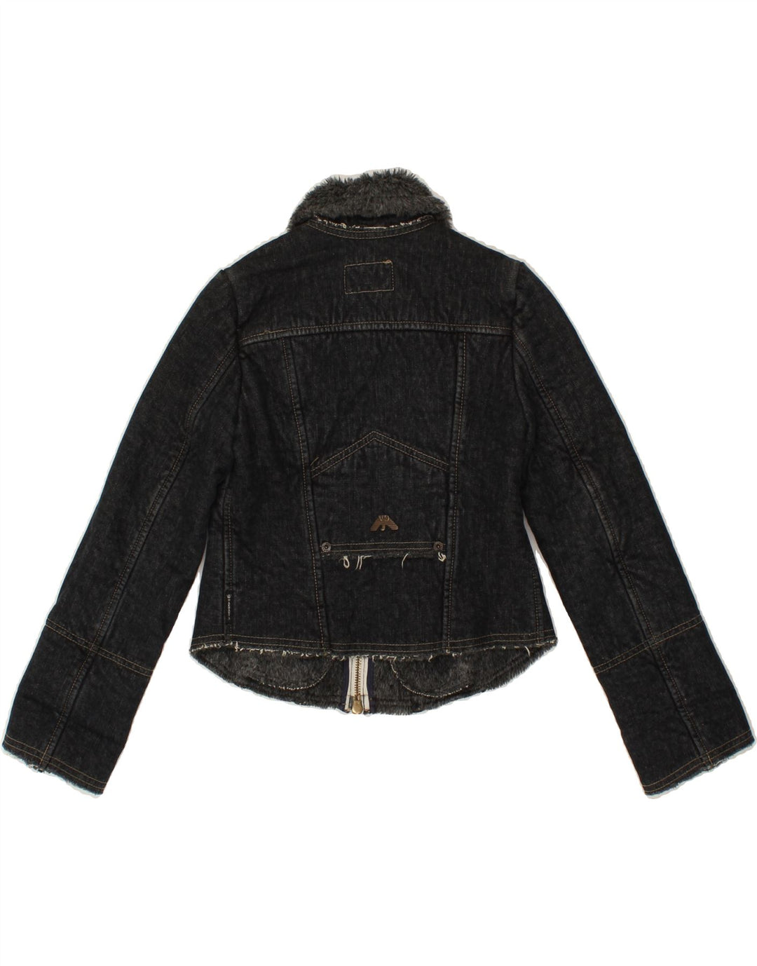 ARMANI JUNIOR Girls Sherpa Denim Jacket 5-6 Years Grey Cotton Vintage Armani Junior and Second-Hand Armani Junior from Messina Hembry 