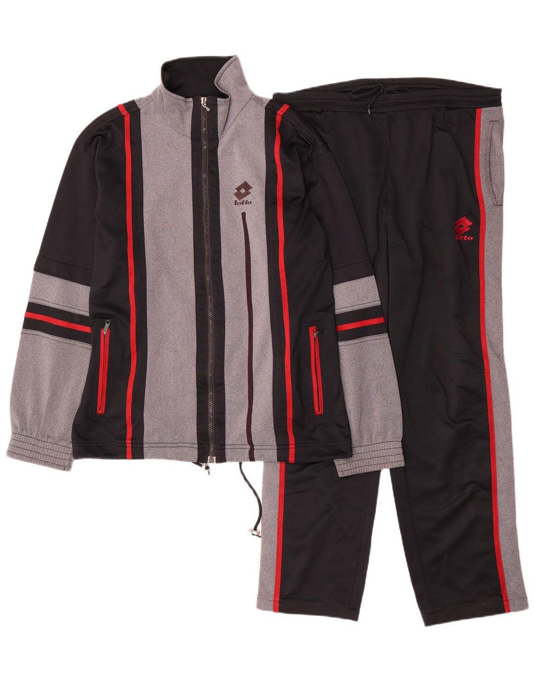 LOTTO Mens Graphic Full Tracksuit Small  Black Colourblock Polyester