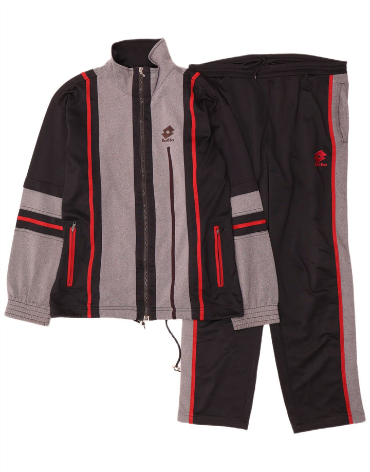 LOTTO Mens Graphic Full Tracksuit Small  Black Colourblock Polyester