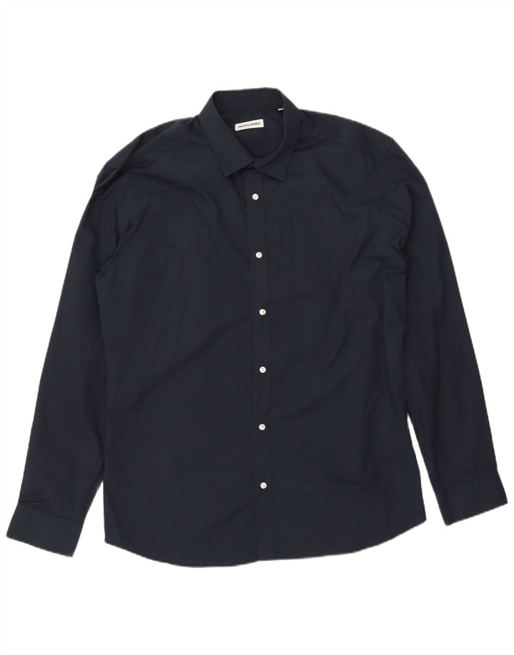 JACK & JONES Mens Shirt XL Navy Blue Polyester