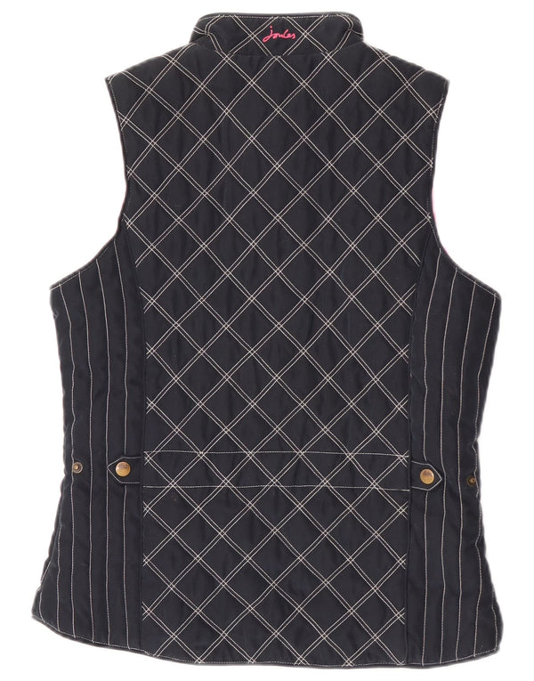 Joules Womens Padded Gilet UK 10 Small  Navy Blue Argyle/Diamond Polyester