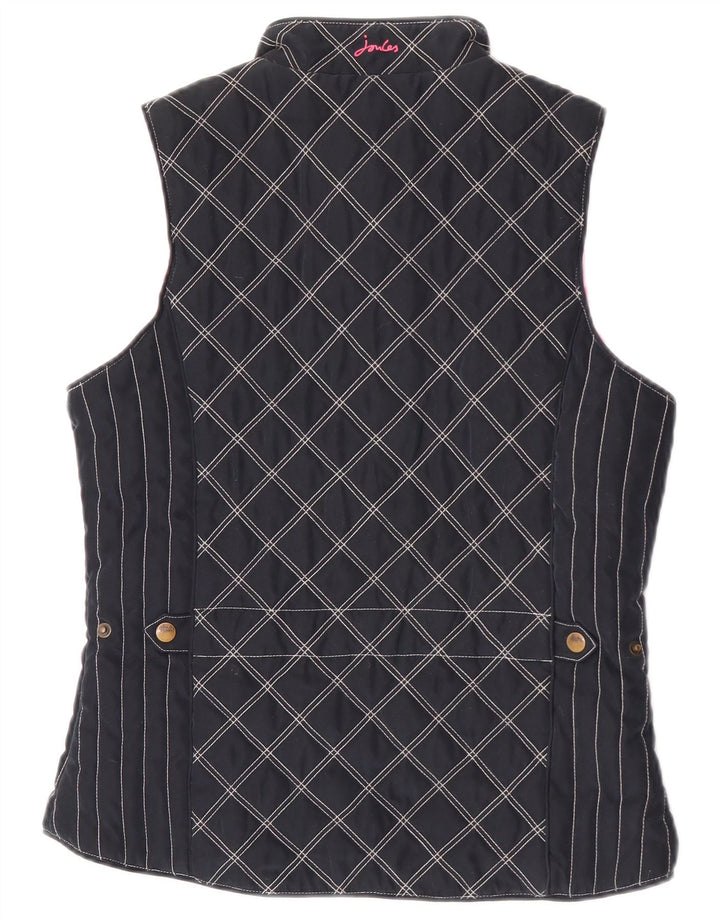 Joules Womens Padded Gilet UK 10 Small  Navy Blue Argyle/Diamond Polyester