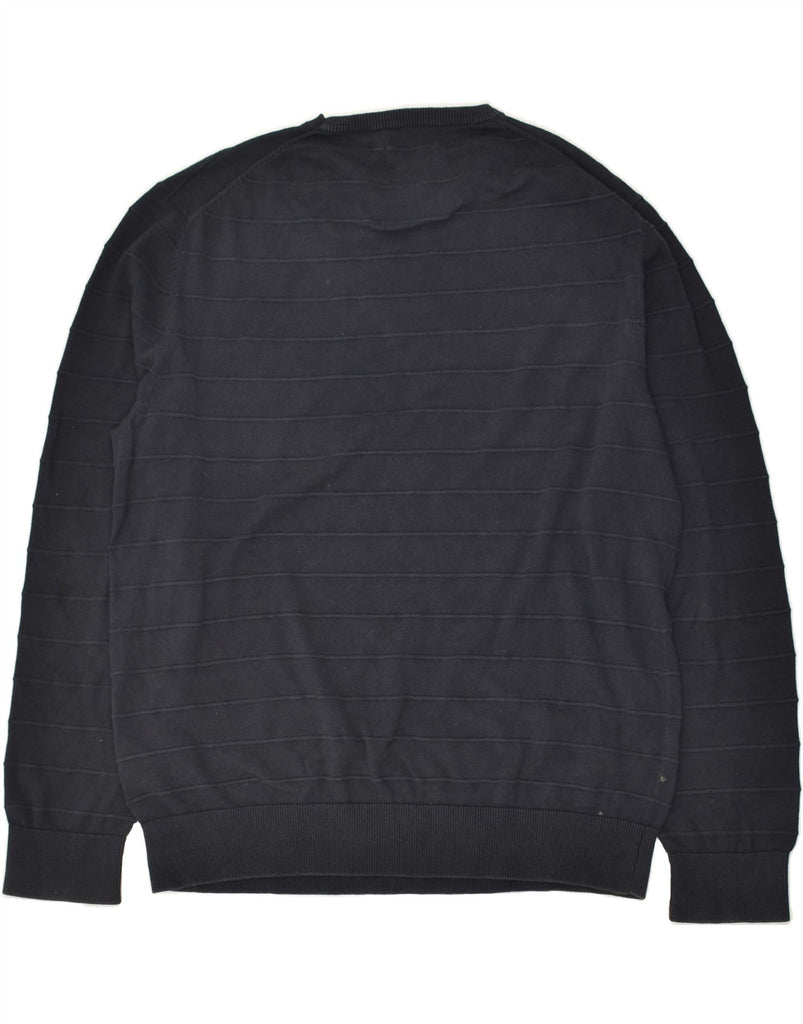 NAUTICA Mens Crew Neck Jumper Sweater Large Black Striped | Vintage Nautica | Thrift | Second-Hand Nautica | Used Clothing | Messina Hembry 