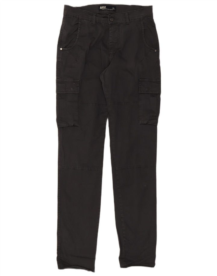 Rifle Mens Slim Cargo Trousers W32 L33 Grey Cotton