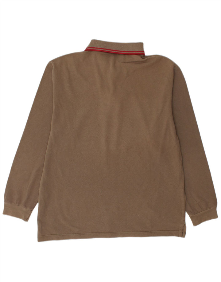 Fred Perry Mens Long Sleeve Polo Shirt Medium Beige Cotton