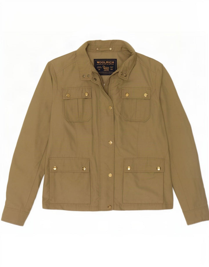 Woolrich Womens Utility Jacket UK 14 Medium Khaki Cotton