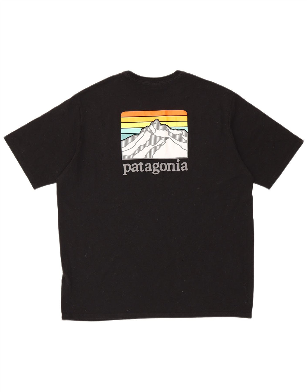 PATAGONIA Mens Regular Fit Graphic T-Shirt Top Large Black Cotton