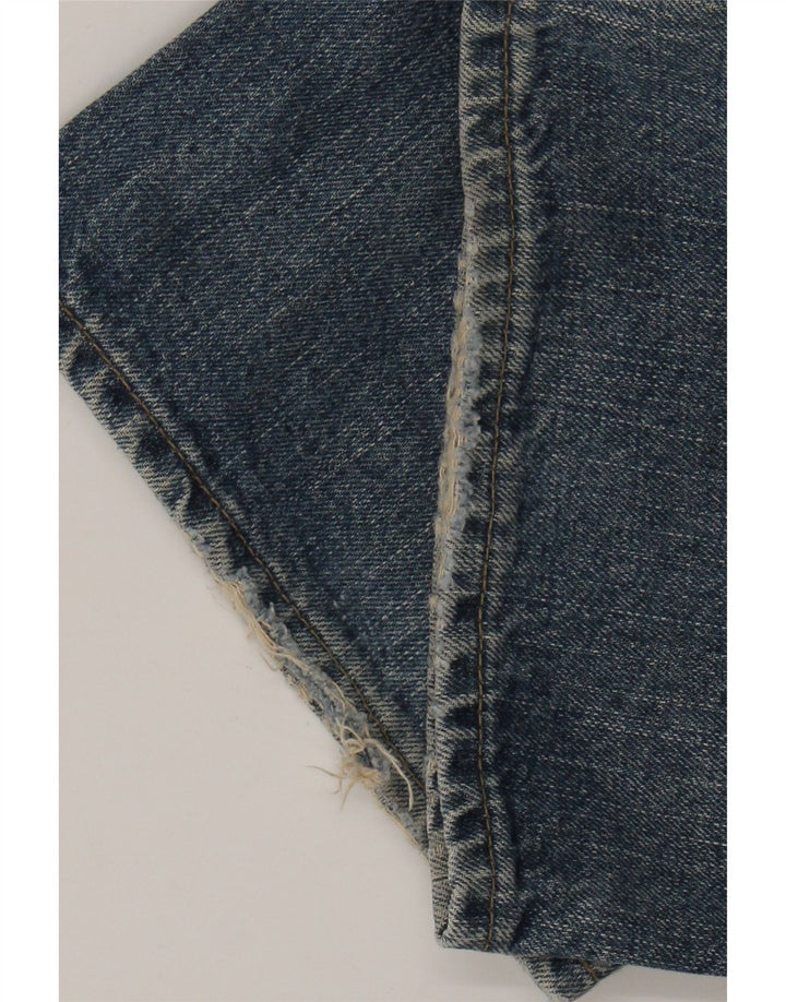 Armani Mens Distressed Straight Jeans W34 L32 Blue Cotton