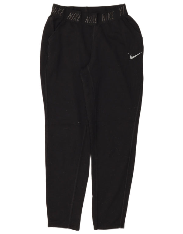 NIKE Womens Dri Fit Graphic Tracksuit Trousers UK 10 Small  Black