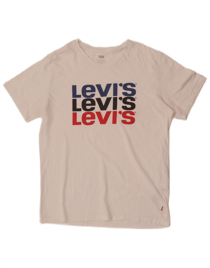 LEVI'S Mens Graphic T-Shirt Top Medium White Cotton