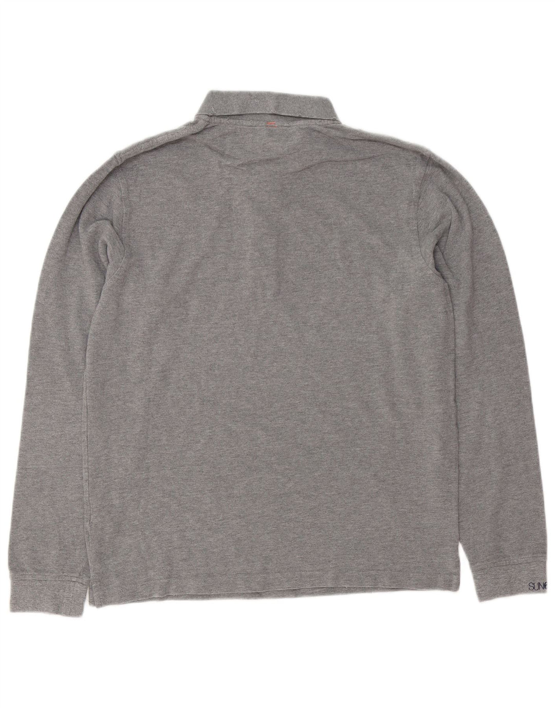 Sun68 Mens Long Sleeve Polo Shirt Large Grey Cotton
