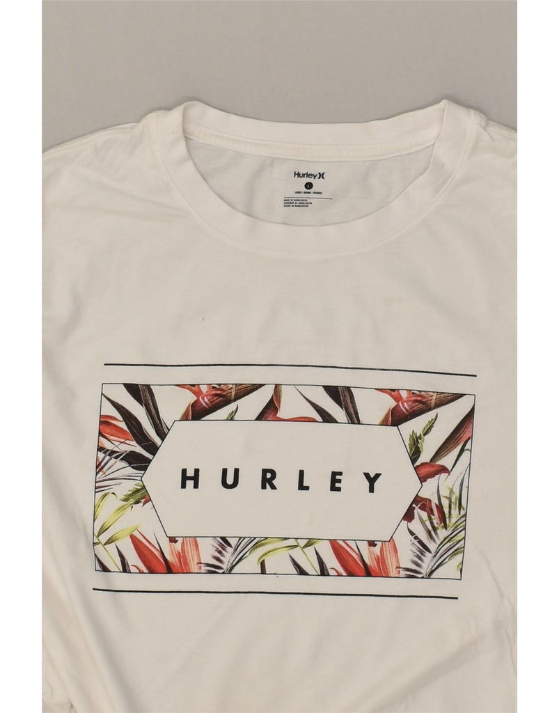 HURLEY Womens Graphic T-Shirt Top UK 16 Large White Cotton | Vintage Hurley | Thrift | Second-Hand Hurley | Used Clothing | Messina Hembry 