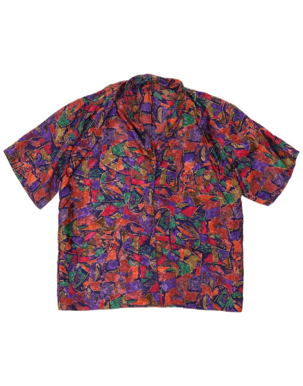 Vintage Womens Abstract Pattern Shirt Blouse UK 16 Large Multicoloured