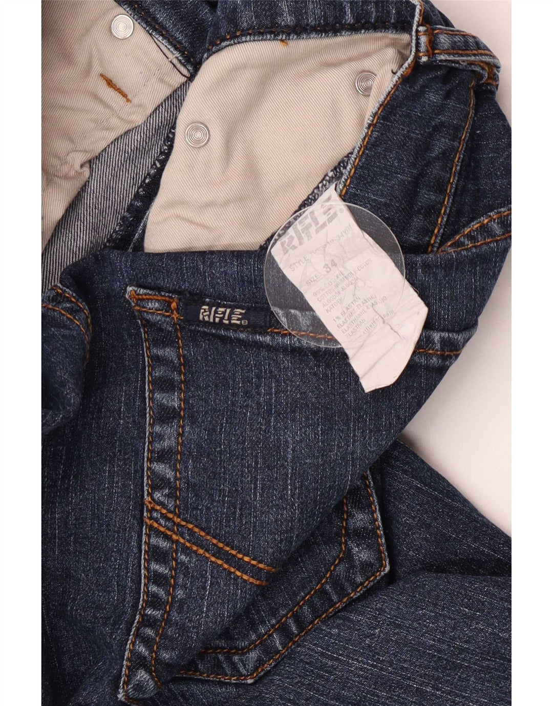 Rifle Mens Straight Jeans W34 L26 Blue Cotton