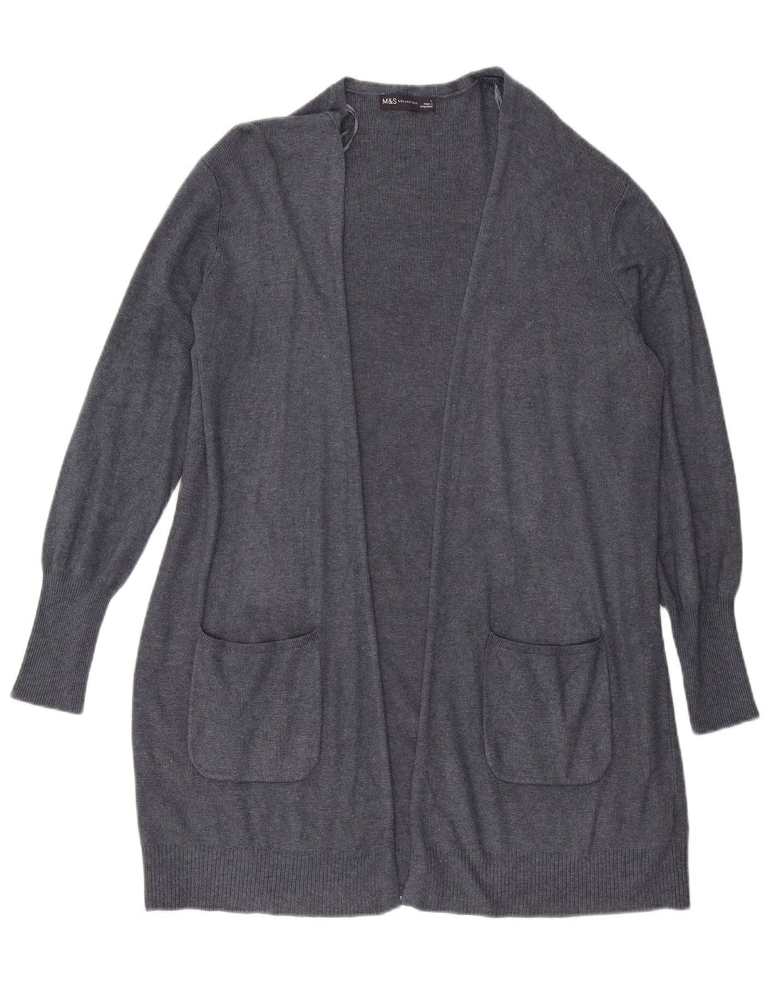 MARKS & SPENCER Womens Longline Open Cardigan Sweater UK 16 Large Blue