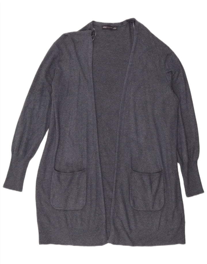 MARKS & SPENCER Womens Longline Open Cardigan Sweater UK 16 Large Blue