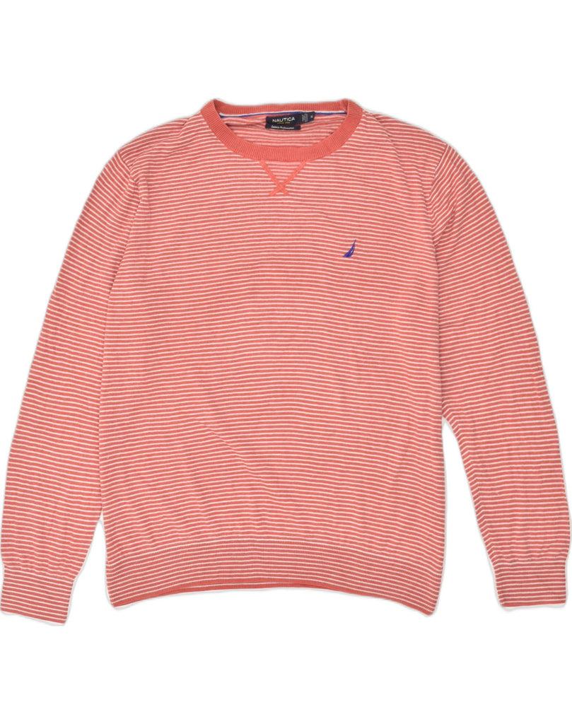 NAUTICA Mens Crew Neck Jumper Sweater XL Pink Striped Cotton | Vintage Nautica | Thrift | Second-Hand Nautica | Used Clothing | Messina Hembry 