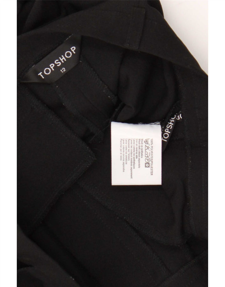 Topshop Womens Straight Suit Trousers UK 12 Medium W30 L30 Black Polyester